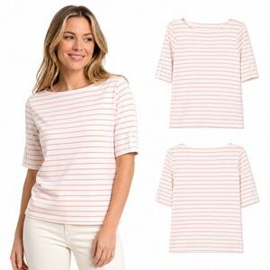 Christopher & Banks Large White Stripe Top